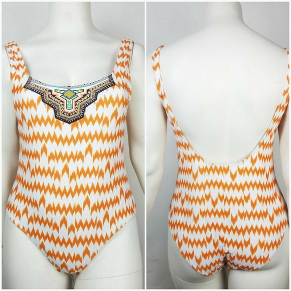 Swimsuit One Piece Aztec Side Cut Out XL - Picture 1 of 5